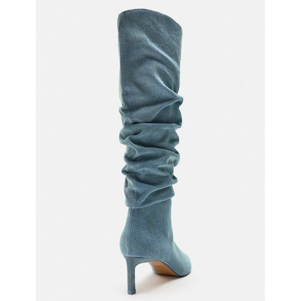 Zara Slouchy Denim Boots - Picture 5 of 8
